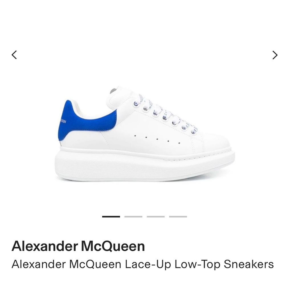 Alexander McQueen White and Blue Lace-Up Sneakers